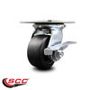 Service Caster 4 Inch Heavy Duty Polyolefin Caster with Roller Bearing and Brake SCC-35S420-POR-SLB